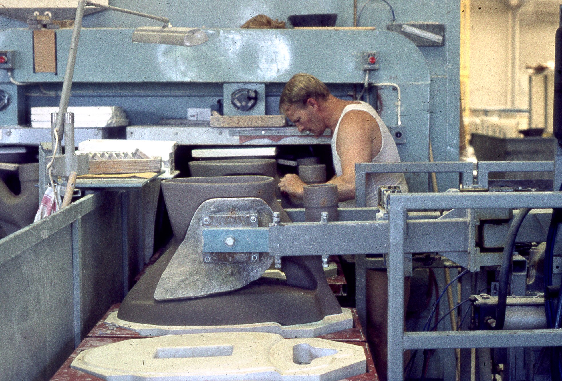 Fabrik Iföverken Sanitetsgodsfabriken SP2 Sätta stöd 1968