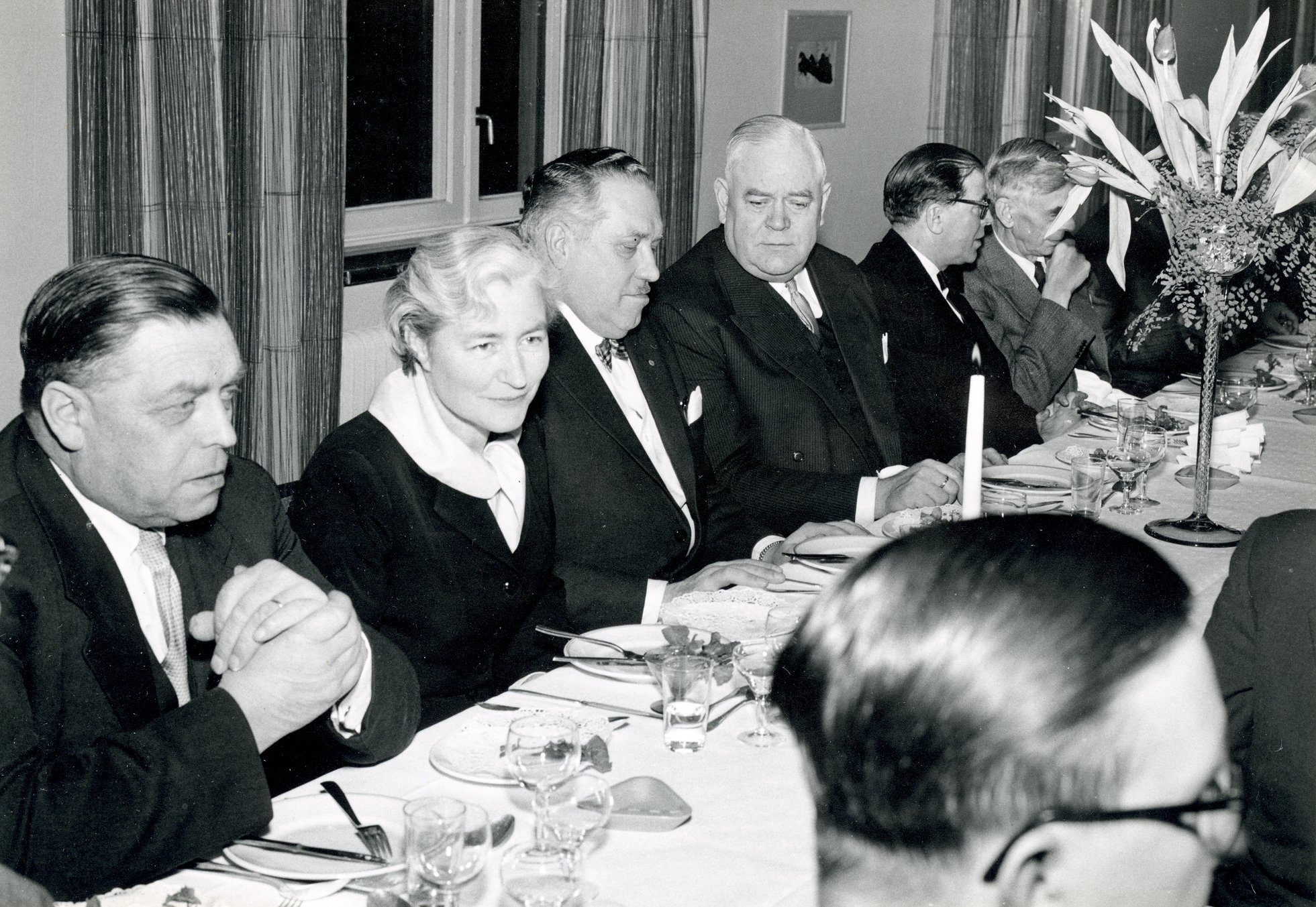 Fabrik Iföverken Bevillningsutskott studieresa Lunch Ifö Hotell 1958