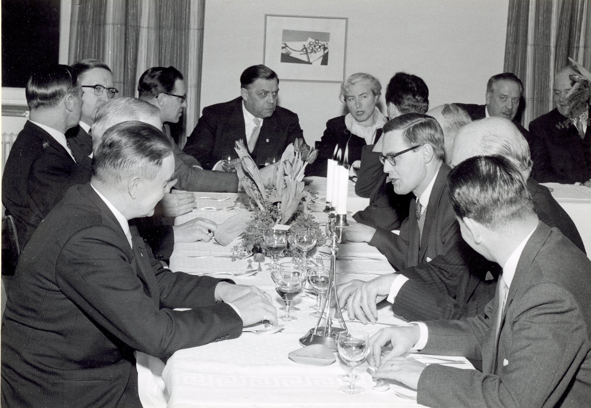 Fabrik Iföverken Bevillningsutskott studieresa Lunch Ifö Hotell 1958