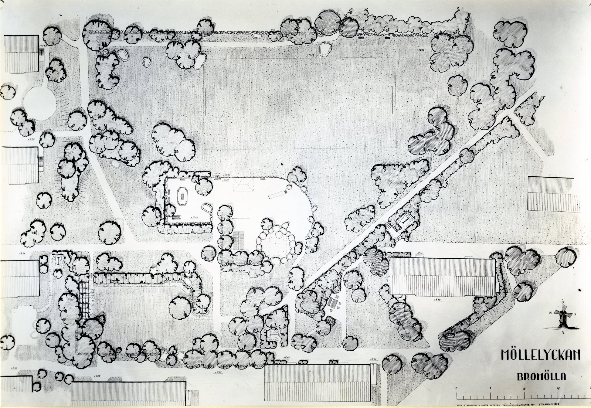 Bromölla Förslag Park Möllelyckan Ågatan Fjälkingegatan 1950