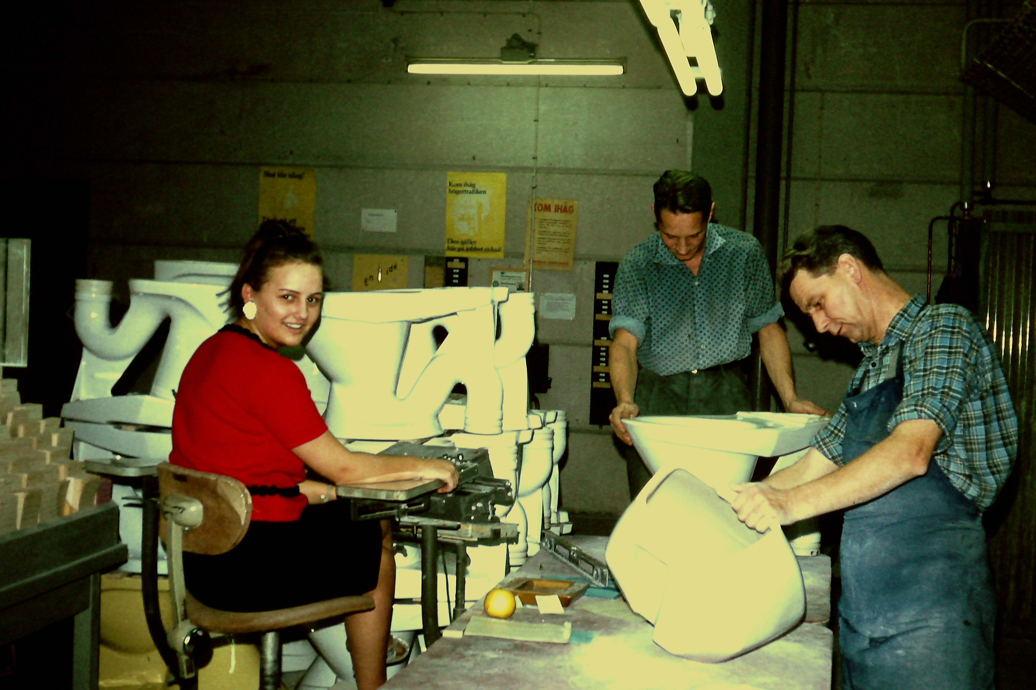 Fabrik Sanitetsgods Helena Sjöström (Luderowski) Malte Nilsson, Ivar Viberg sort lagning registrering 1967