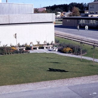 Fabrik Iföverken Isolatorfafrikens södra gavel 1970