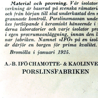 Fabrik Isolatorfabriken Reklam 1925