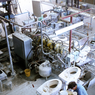 Fabrik Iföverken Sanitetsgodsfabriken SP2 Urtappning Massa 1968