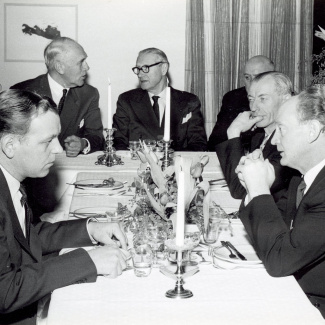 Fabrik Iföverken Bevillningsutskott studieresa Lunch Ifö Hotell 1958