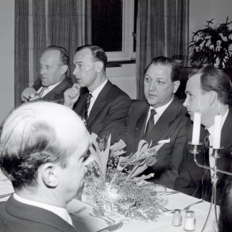 Fabrik Iföverken Bevillningsutskott studieresa Lunch Ifö Hotell 1958