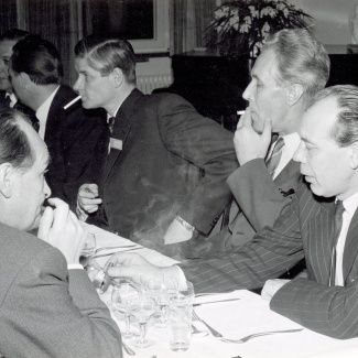 Fabrik Iföverken Bevillningsutskott studieresa Lunch Ifö Hotell 1958