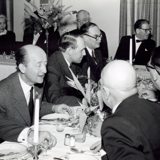 Fabrik Iföverken Bevillningsutskott studieresa Lunch Ifö Hotell 1958