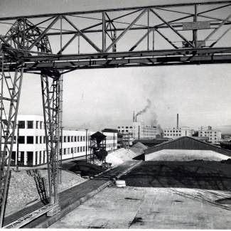 Fabrik Iföverken Råvarulager Brokran, Golvplattfabrik 1950