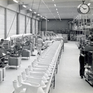 Fabrik Iföverken Sanitetsgodsfabriken Monteringslinje WC 1950