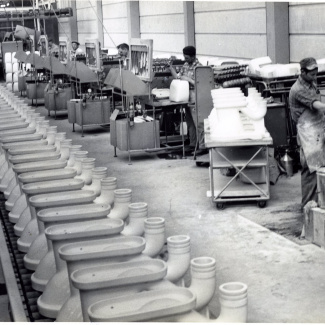 Fabrik Iföverken Sanitetsgodsfabriken Monteringslinje WC 1950
