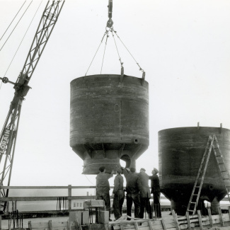 Fabrik Iföverken Sanitetsgodsfabriken Massatankar Övrevån 1961
