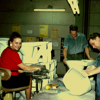 Fabrik Sanitetsgods Helena Sjöström (Luderowski) Malte Nilsson, Ivar Viberg sort lagning registrering 1967